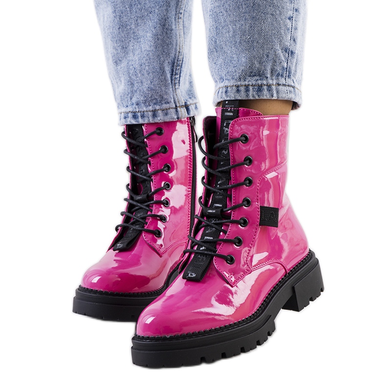 PA1 Pink lacquered boots from Casies
