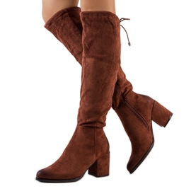 Georgie brown suede high-heeled boots