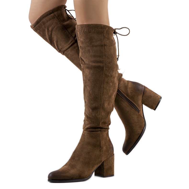 PA1 Camel suede high-heeled boots from Georgie brown