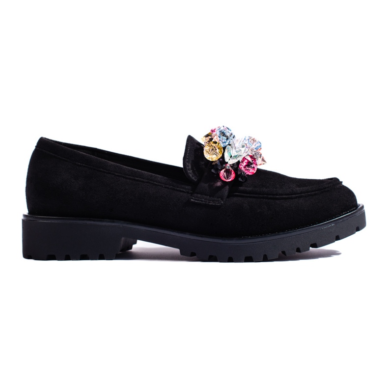 Women's suede shoes with Shelovet decorations black Women's suede shoes with Shelovet decorations black