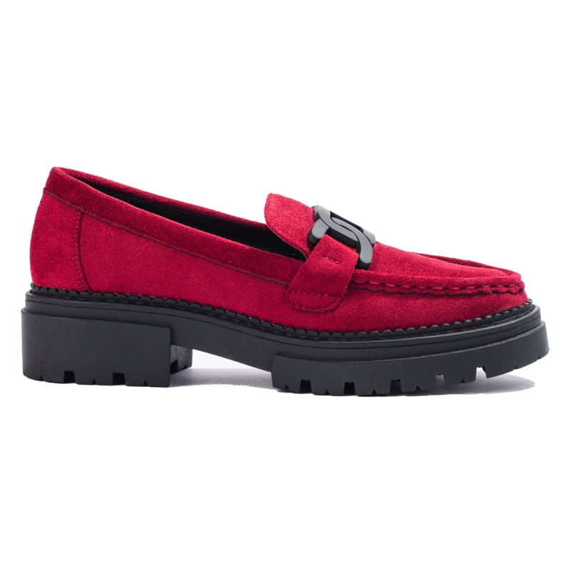 Shelovet fuchsia women's moccasins on a black platform pink