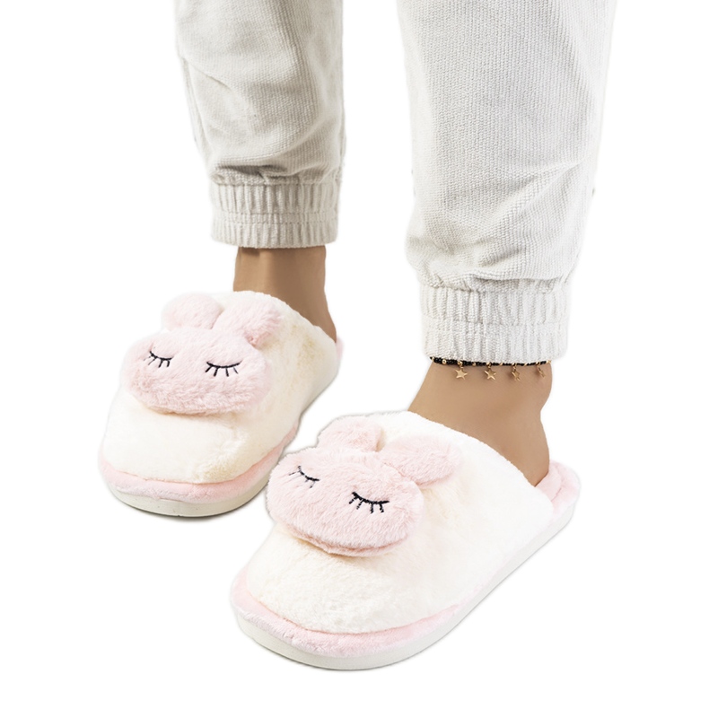 Pink slippers with a rabbit Rabbit white
