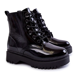 Vinceza Children's Boots Lacquered With a Zipper Black Julie