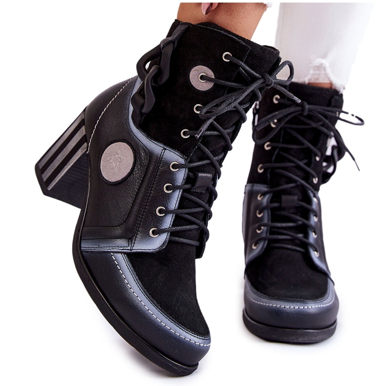 Women's leather boots Maciejka 05599-01 Black multicolored