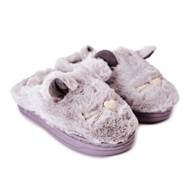 WJ1 Children's Slippers Cats With Gray Tammy Ears grey WJ1 Children's Slippers Cats With Gray Tammy Ears grey
