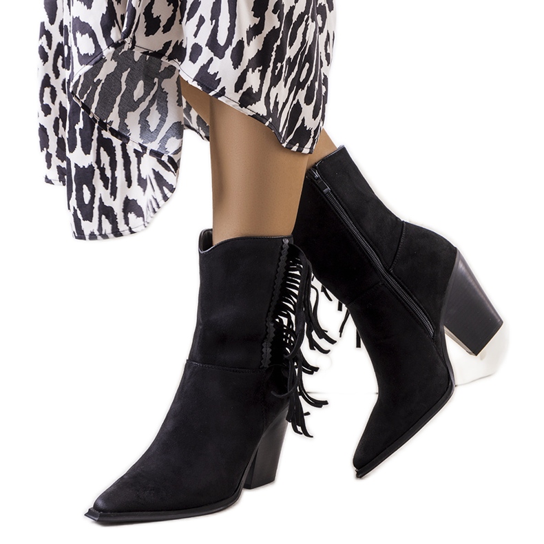 PA1 Black fringed cowboy boots Cerda