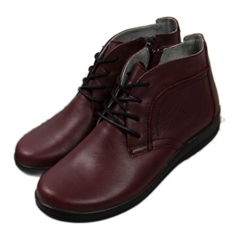 Cherry insulated leather boots Helios 612-2 red