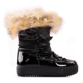 Women's platform snow boots with Shelovet fur black