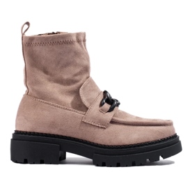 Women's beige platform boots brown
