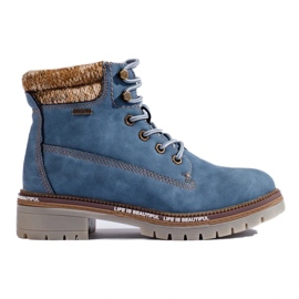 Women's blue eco-leather hiking boots