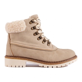 Women's hiking boots with sheepskin brown