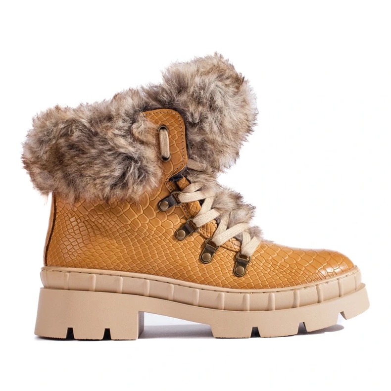 Women's hiking boots with fur beige Women's hiking boots with fur beige