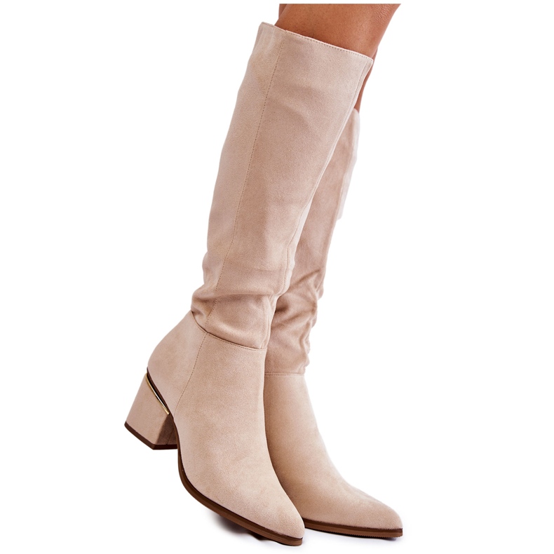 PS1 Classic Suede Boots With Zipper Light Beige Leyette