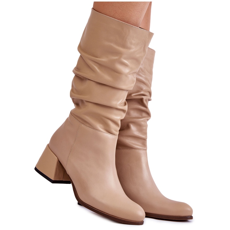 PA2 Women's Crinkled Leather Boots Beige Alfra PA2 Women's Crinkled Leather Boots Beige Alfra