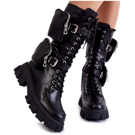 PG2 Women's Lace Up Boots With Kidneys Black Mirrano
