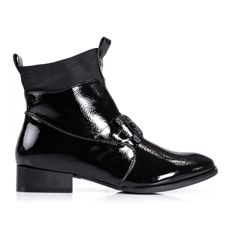 Elegant women's Shelovet boots made of varnished ecological leather black