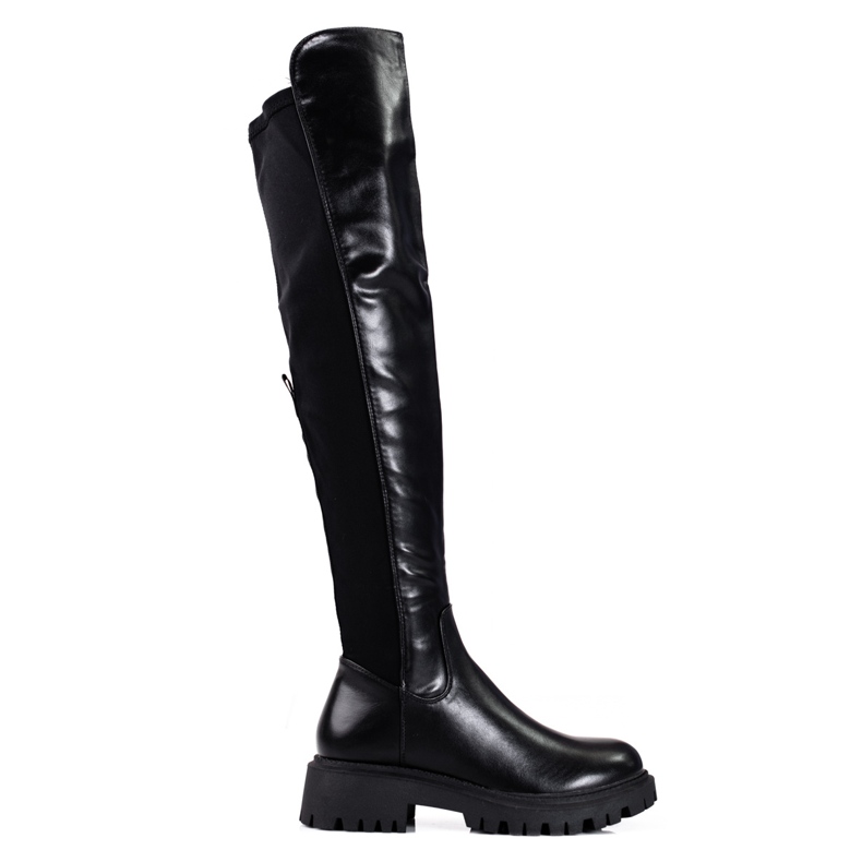 Women's Shelovet thigh-high boots made of ecological leather black Women's Shelovet thigh-high boots made of ecological leather black