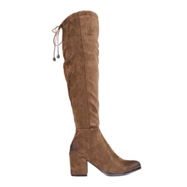 Elegant women's Shelovet boots made of ecological suede brown Elegant women's Shelovet boots made of ecological suede brown