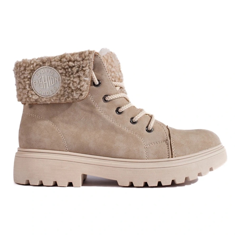 Women's hiking boots with sheepskin beige