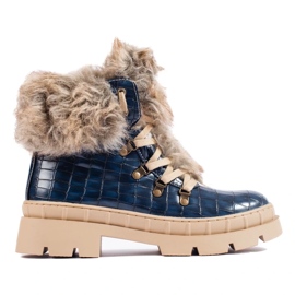 Goodin Women's blue fur boots Goodin Women's blue fur boots