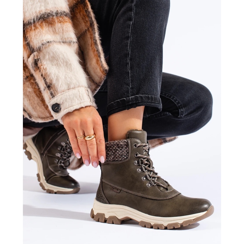 Brown women's platform boots green