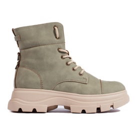 Women's green platform boots