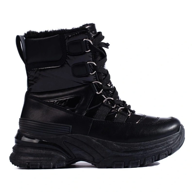 W. Potocki Black women's snow boots with fur from Potocki