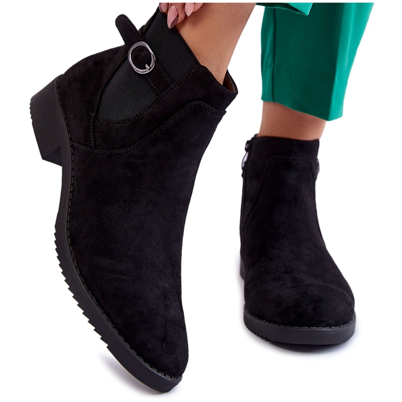 PJ1 Women's Warm Suede Booties Jodhpur Black Janette