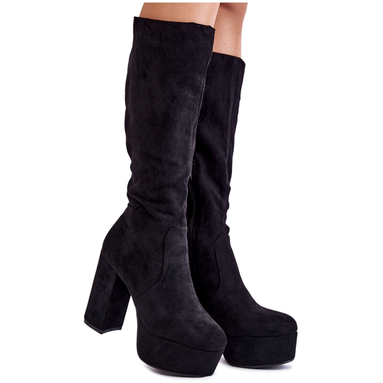 PA1 Suede boots on massive heels and a black Nevira platform
