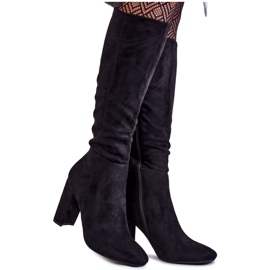 PA1 Warm Suede Boots On A Heel Black Obsessive