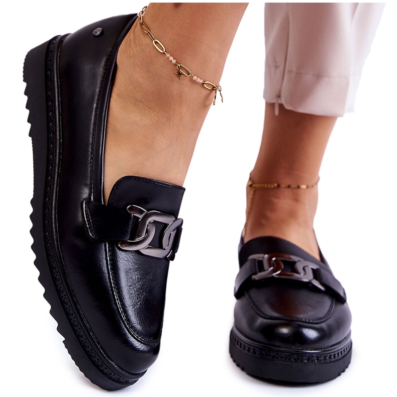 Vinceza Leather Loafers On The Black Abisso Platform