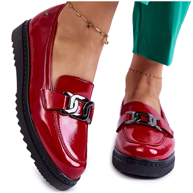 Vinceza Lacquered Moccasins On A Red Abisso Platform