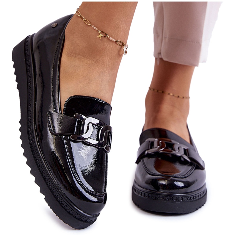 Vinceza Lacquered Moccasins On The Black Abisso Platform