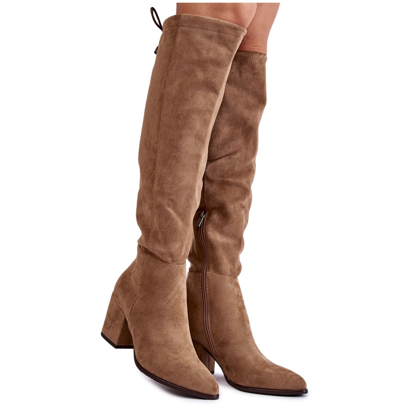 Vinceza Women's Boots On Heel Suede Beige Corrig
