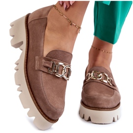 Brown suede shoes with Laura Messi decoration