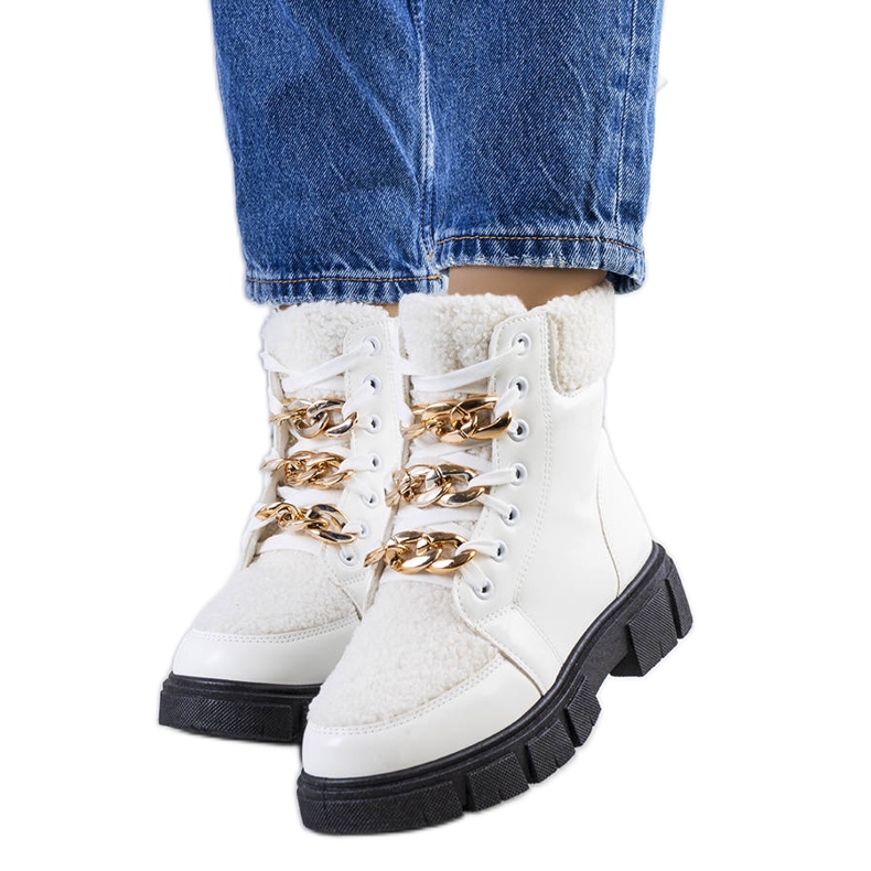 Boren white sheepskin boots