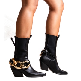 Black cowboy boots with chains from Nash