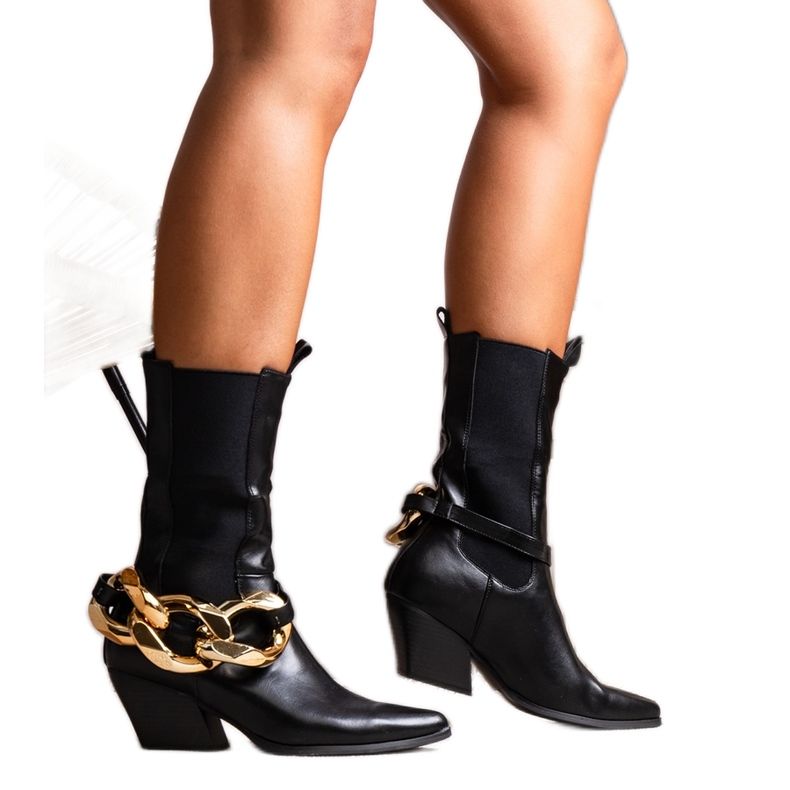 Black cowboy boots with chains from Nash