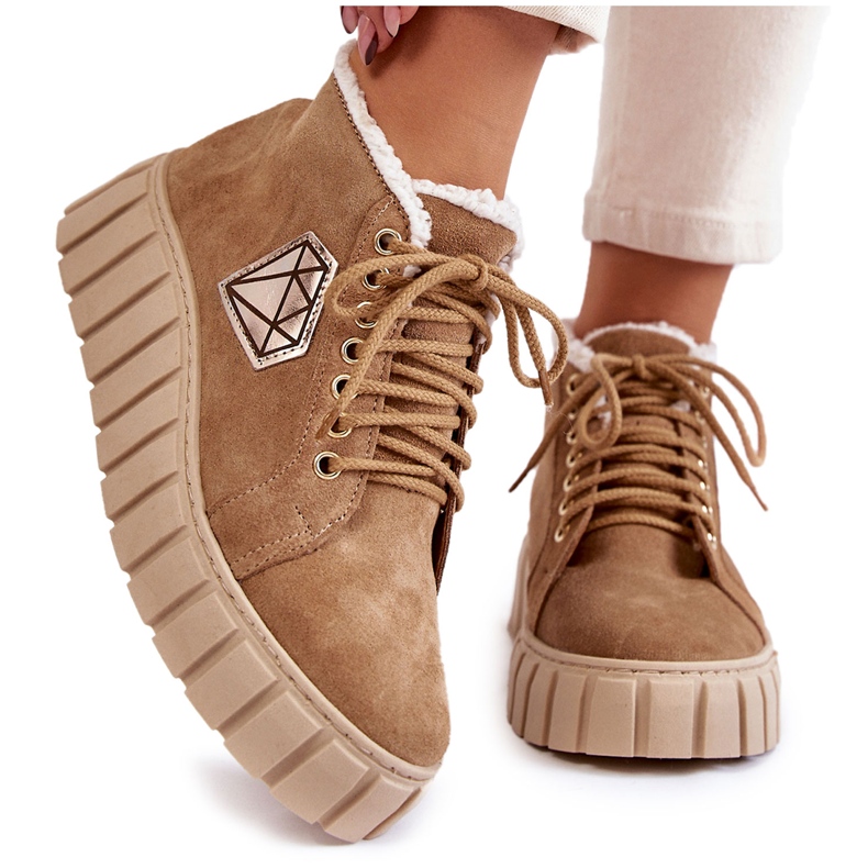Suede Sport Shoes Tied Lewski Shoes 3252 / N Beige