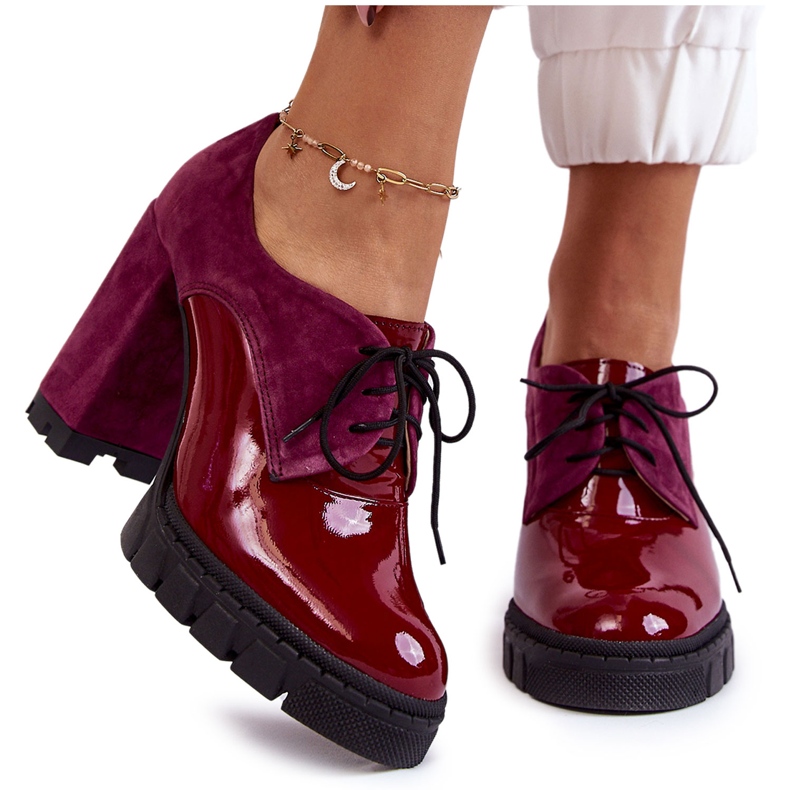 PA2 Fashionable suede-lacquered boots on the Burgundy Carisa platform multicolored pink