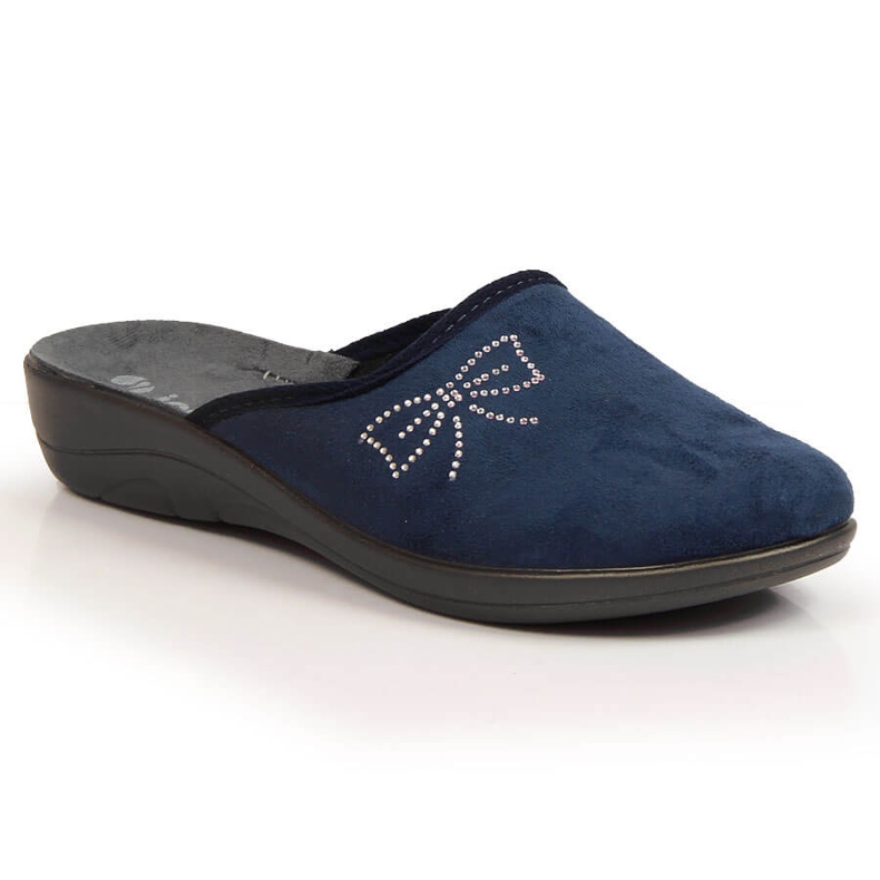 Comfortable navy blue Inblu velor women's slippers