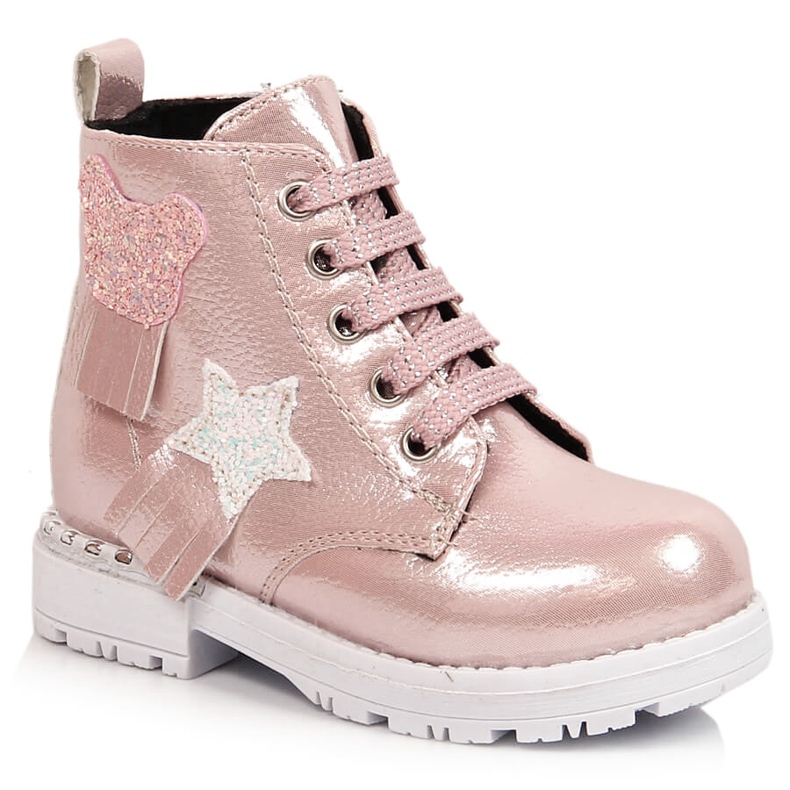 Shiny pink insulated boots for girls Potocki multicolored