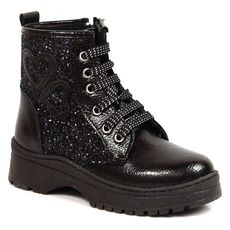 Boots for girls brocade insulated black Potocki