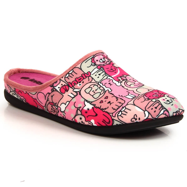 Comfortable women's slippers with a removable insert, pink Inblu grey