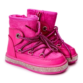 FR1 Children's Snow Boots With Cubic Zirconia Wellma Fuchsia pink