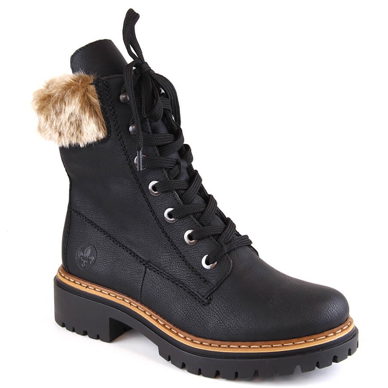 Black Rieker 72630-00 women's boots with fur
