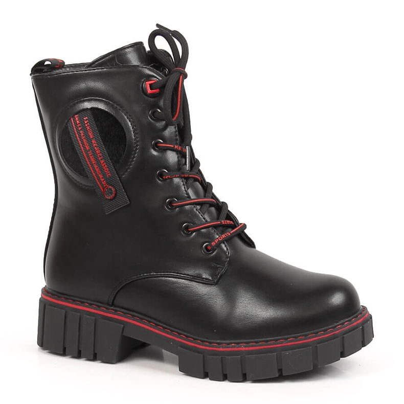 Black NEWS boots for girls insulated with sheep wool