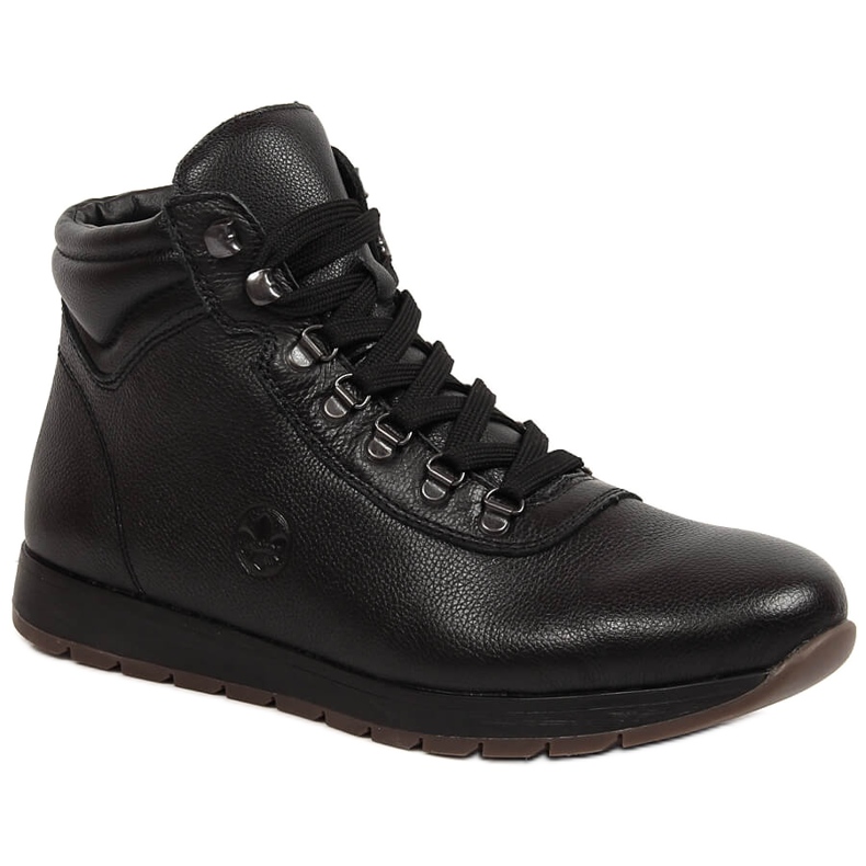 Black Rieker 18301-00 black insulated leather high boots for men