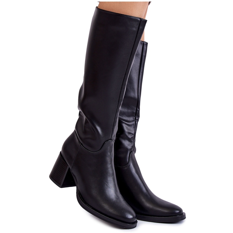 Sergio Leone Women's Leather Boots On A Heel Black Bremo Sergio Leone Women's Leather Boots On A Heel Black Bremo