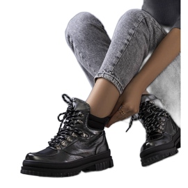 Gray patent leather Prepo boots black Gray patent leather Prepo boots black